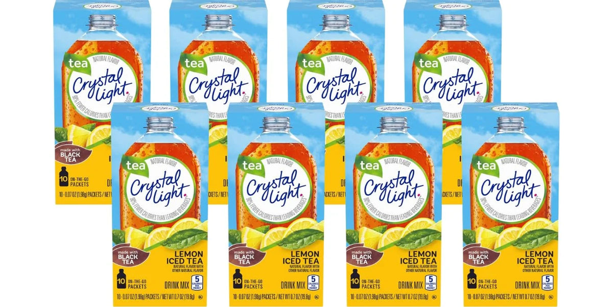 Crystal Light Powdered Drink Mix, Lemon Iced Tea, 10 CT, 0.7 OZ (Pack of 8)