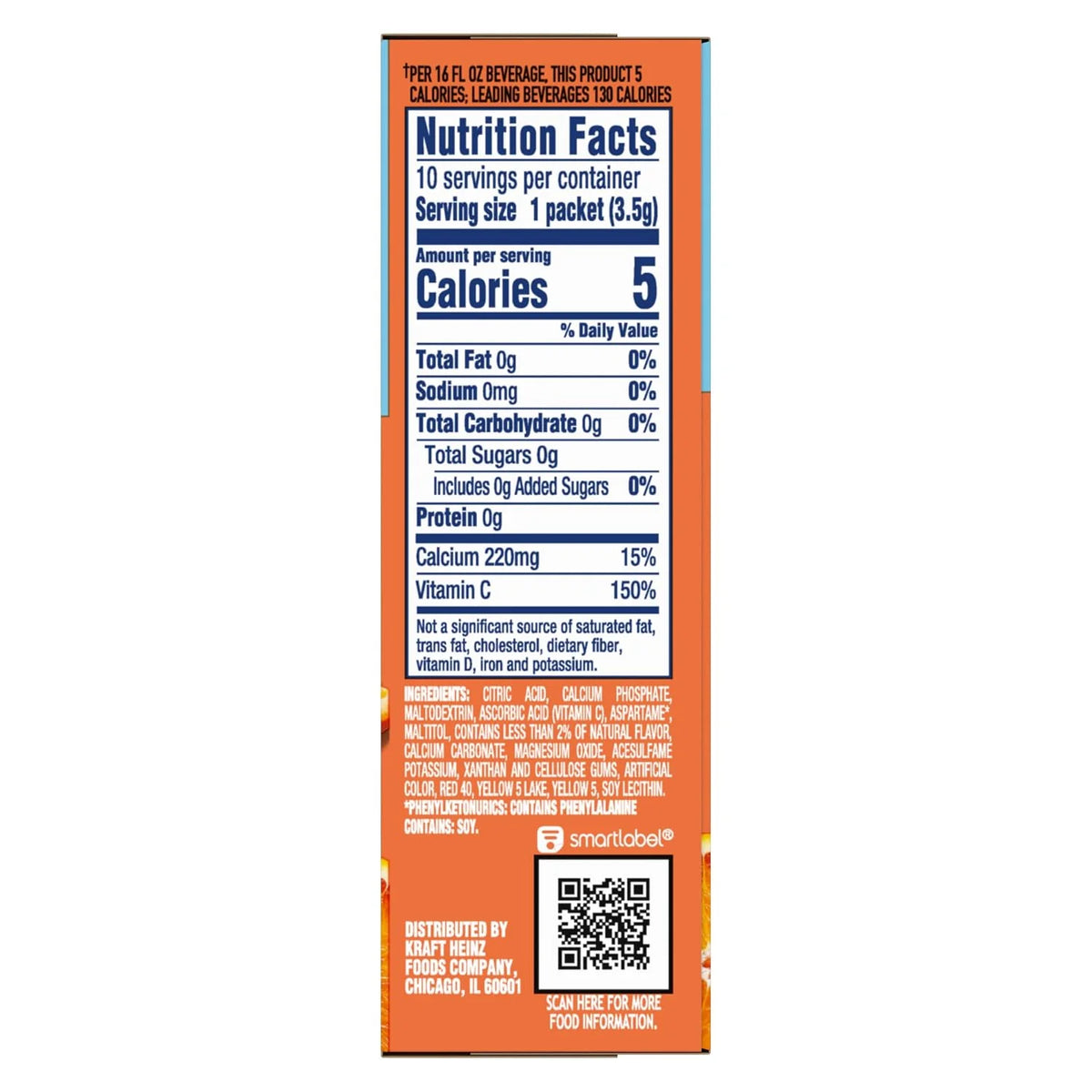 Crystal Light Drink Mix, Classic Orange,1.3 Oz( Pack of 6)