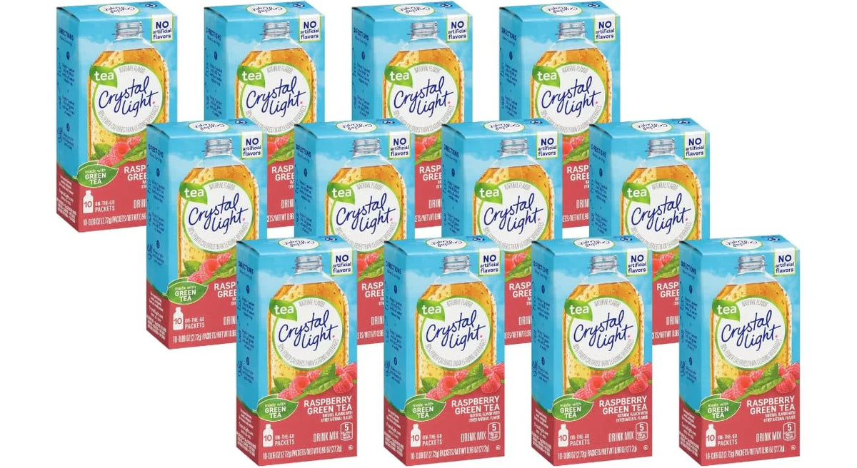 Crystal Light On The Go Green Tea Raspberry, 10 Count Boxes (Pack of 12)