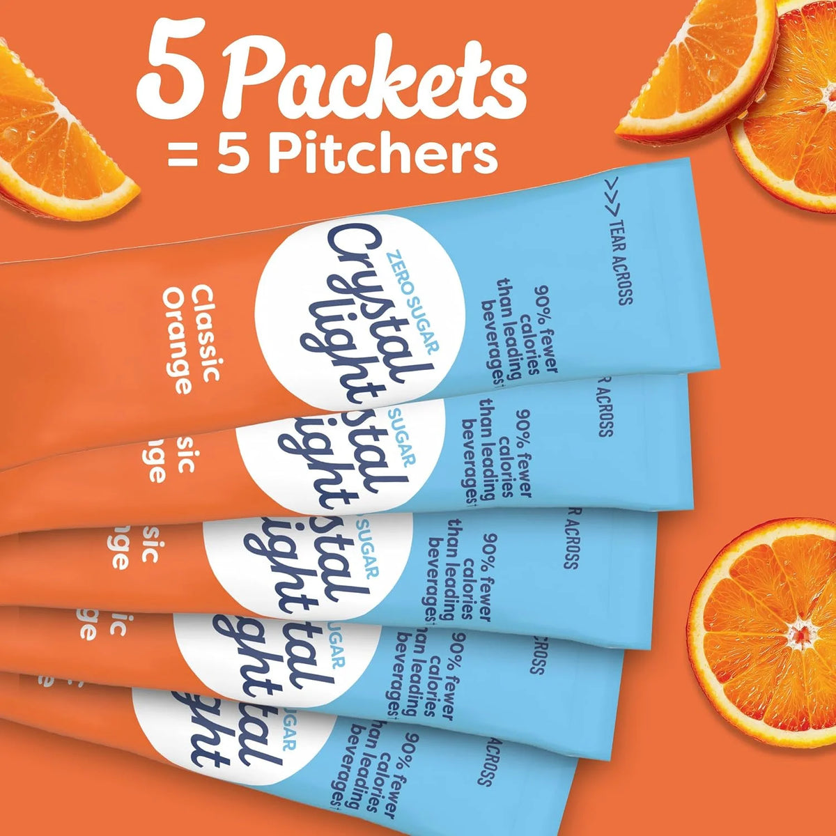 Crystal Light Classic Orange Naturally Flavored Powdered Drink Mix, Sugar Free Low Calorie Pitcher Packets, Kosher Gluten Free Beverage, 2.5 Ounce (Pack of 10)