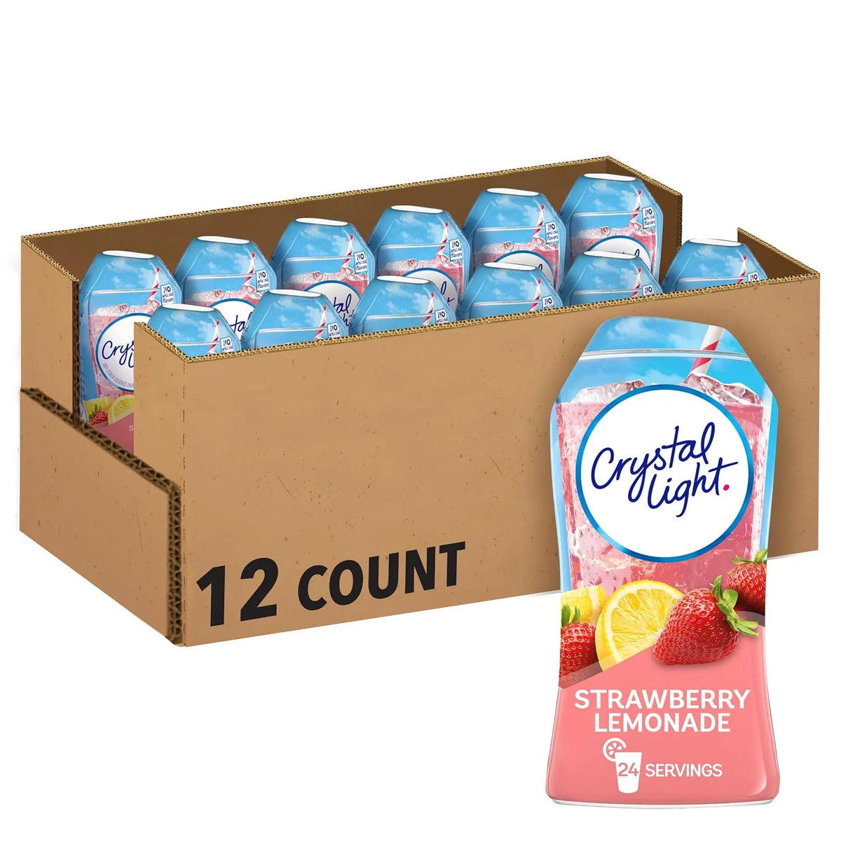 Crystal Light Sugar-Free Zero Calorie Liquid Water Enhancer - Strawberry Lemonade (1.62 fl oz Bottle, Pack of 12)