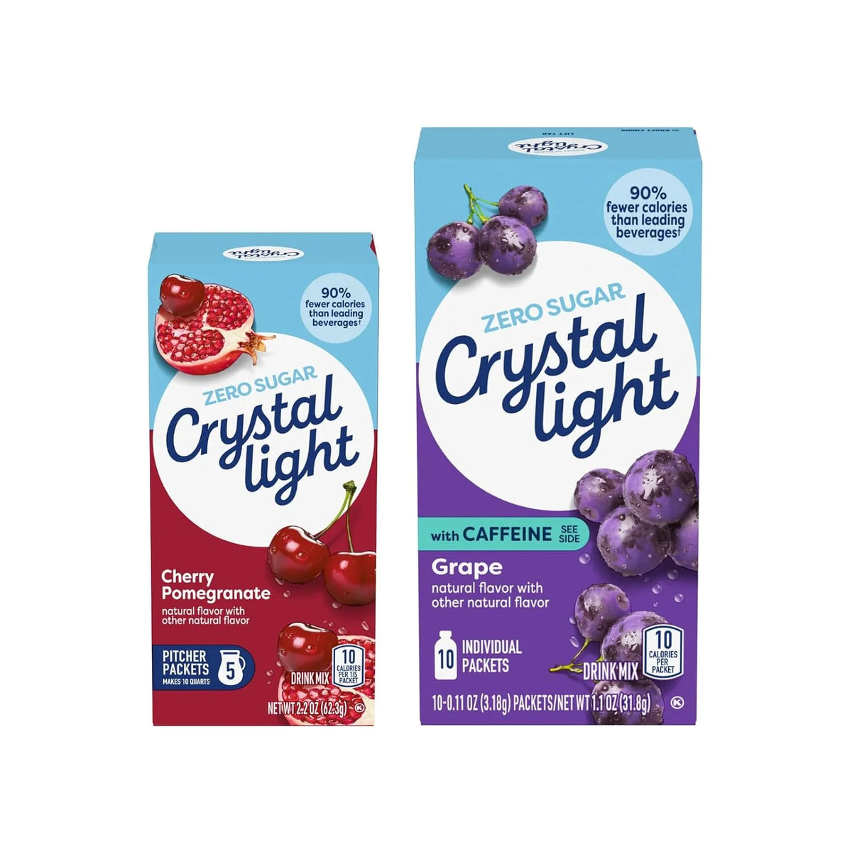 Crystal Light Drink Mix – Cherry Pomegranate Pitcher Packets (2.2 oz) & Grape On-The-Go Powdered Drink Mix (10 CT) (1 Ea.) (Variety Pack)
