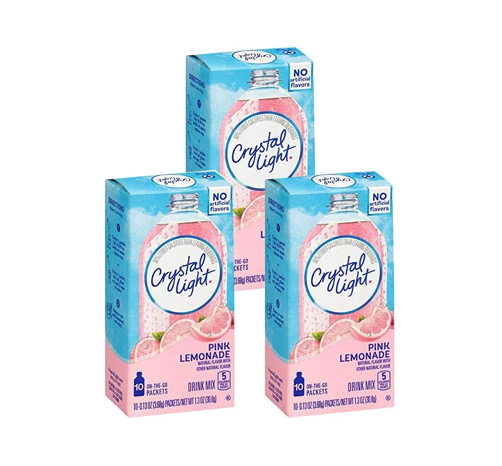 Crystal Light Pink Lemonade Drink Mix (30 Packets, 3 Boxes of 10)