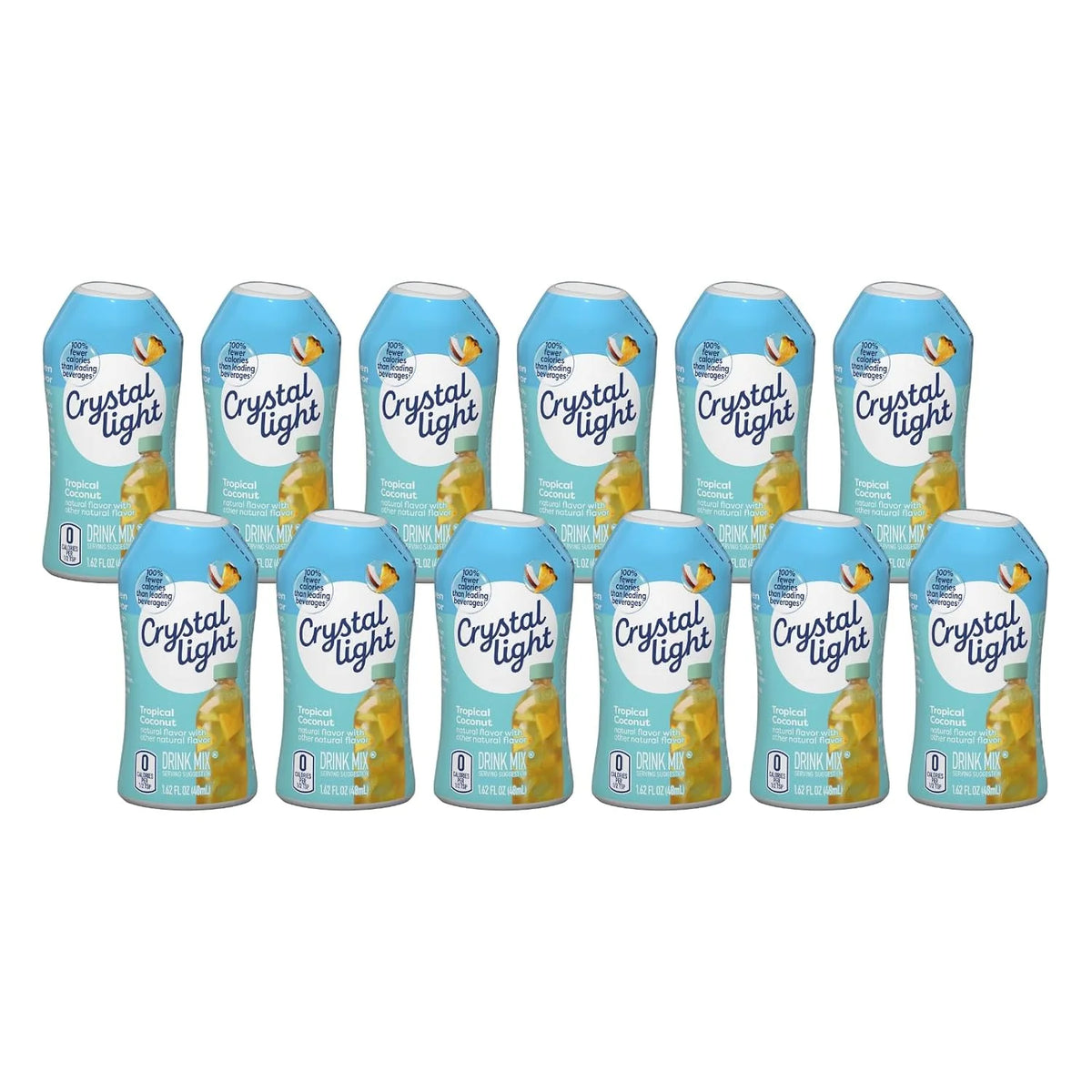 Crystal Light Liquid Energy Drink Mix with Caffeine, Sugar Free Water Enhancer, Low Calorie Beverage Concentrate, Liquid Water Flavoring, Tropical Coconut, 1.62 Fluid Ounce (Pack of 12)