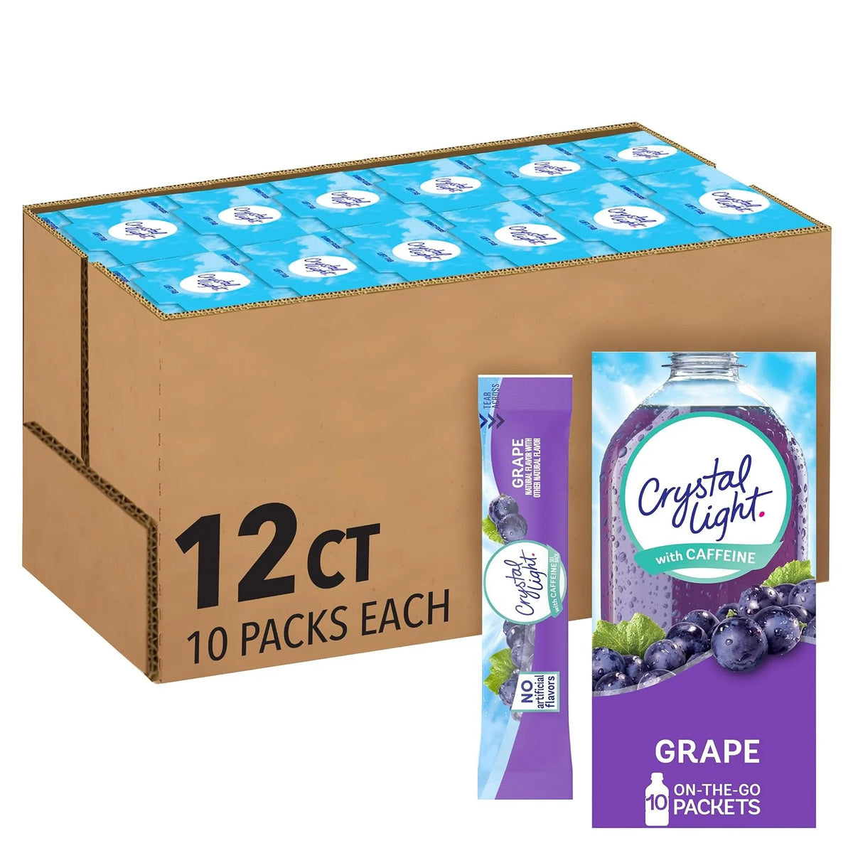 Crystal Light Drink Mix with Caffeine, 120 Packets Grape, 0.11 oz each
