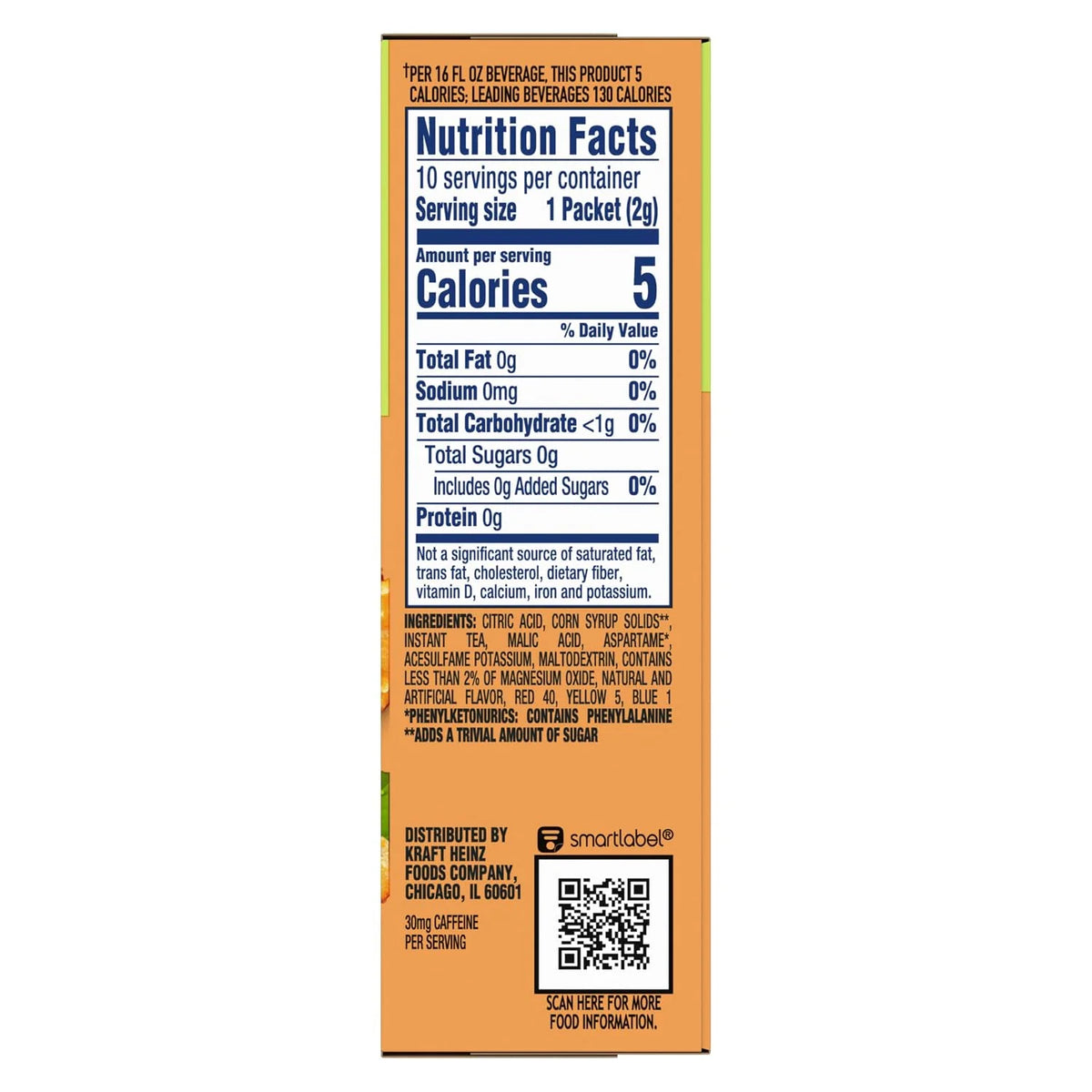 Crystal Light Drink Mix, 120 Packets, for Convenient On-the-Go Flavorful Hydration, Artificially Flavored Peach Iced Tea, Zero Sugar, 0.07 oz each