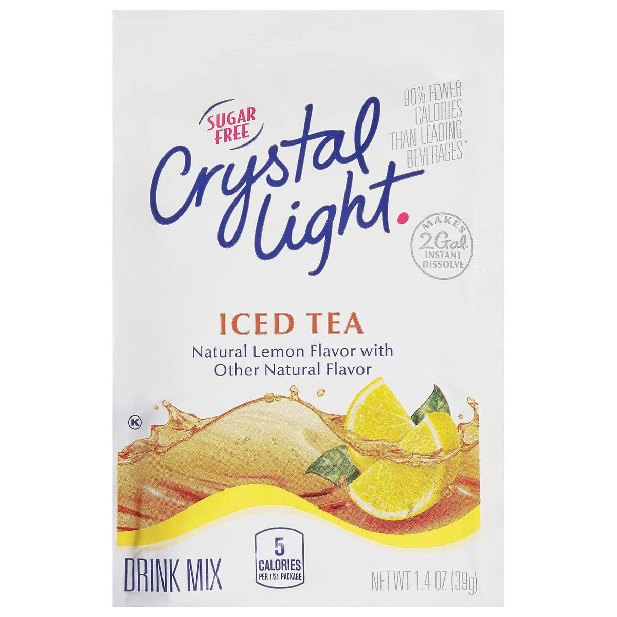 Crystal Light Sugar-Free Iced Tea Naturally Flavored Powdered Drink Mix 12 Count Gallon Packets