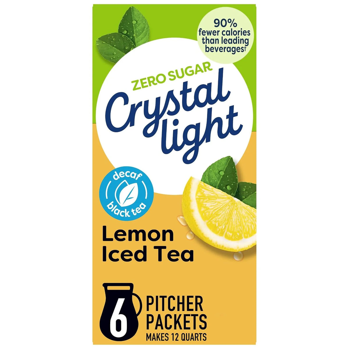 Crystal Light Decaf Lemon Iced Tea Natural Flavor Drink Mix, 12-Quart Canister (Pack of 5)