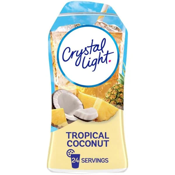 Crystal Light Liquid Water Enhancer, (4 Count) - 3 Tropical Coconut & 1 Black Cherry Lime - Low Calorie & Sugar Free Water Flavoring drink Mix Drops (Variety Pack)