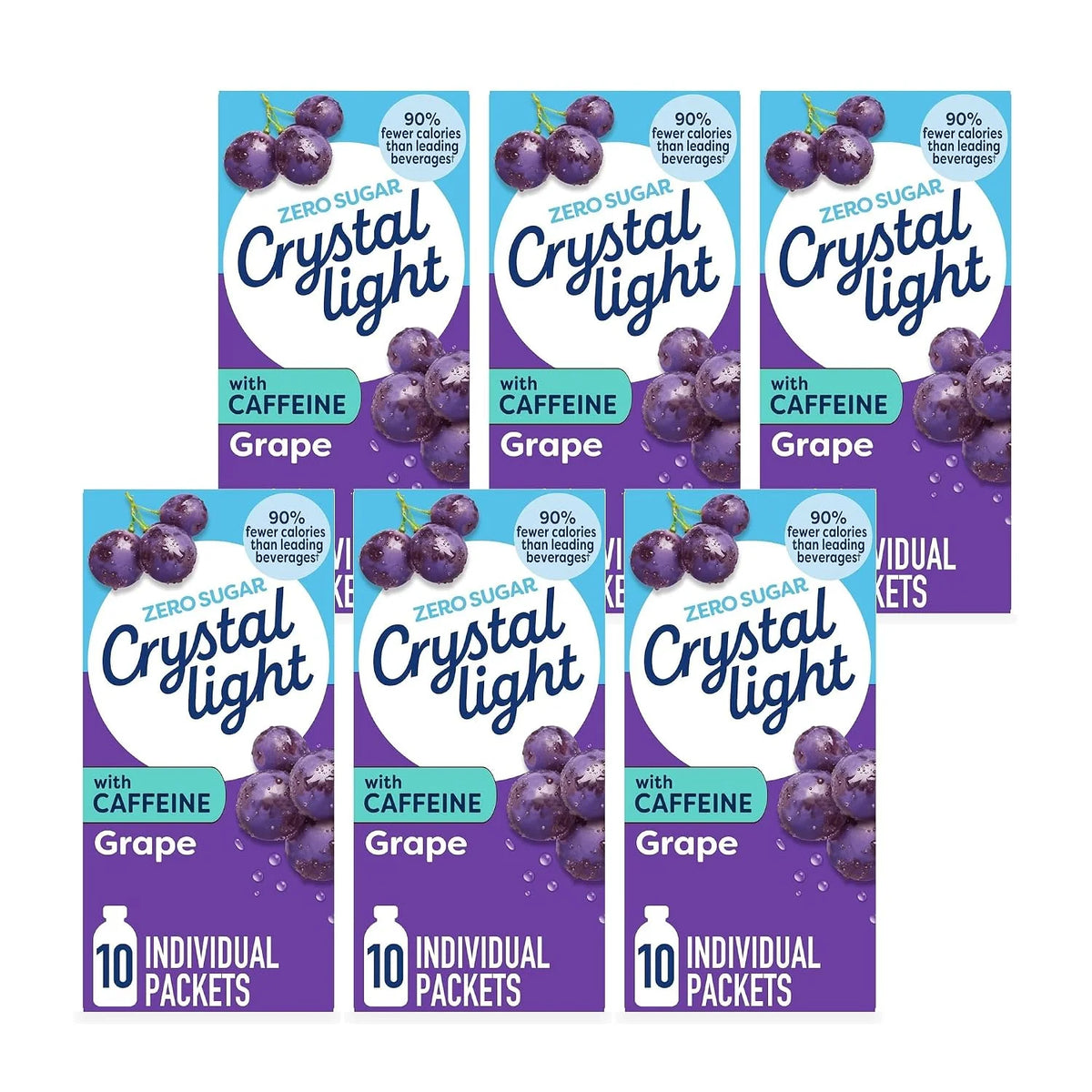 Crystal Light On The Go Energy Grape - Caffeine Energy Releasing, 10-Packet Boxes (Pack of 6)