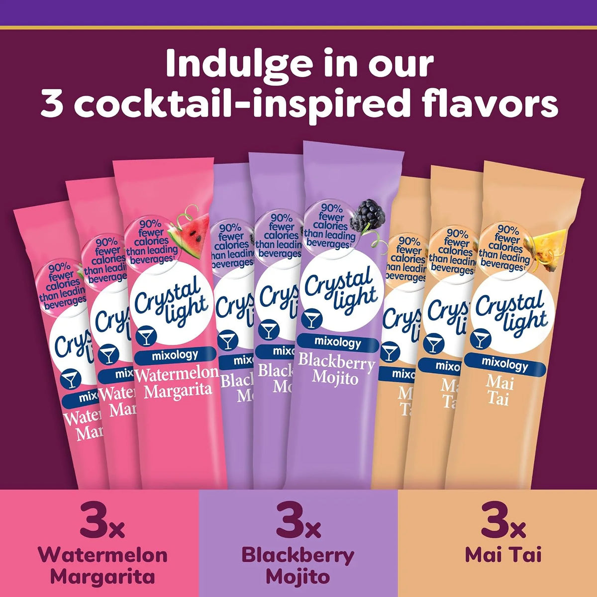 Crystal Light Mixology Variety Pack Powdered Drink Mix, 9 single serve packets per Box (Pack of 3)